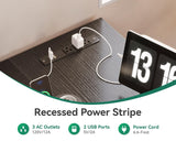 AODK 53 Inch Black L Shaped Computer Desk with Drawers & Power Outlets AODK