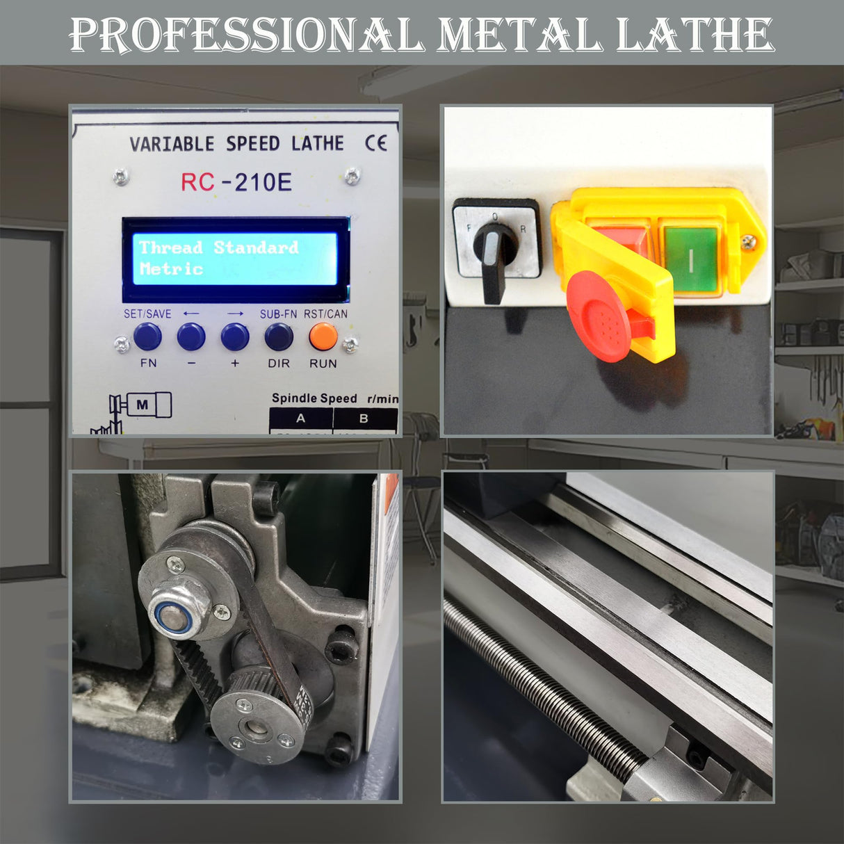 TECHTONGDA Metal Lathe 8X16” Precision Electronic Leadscrew Gearless Bench Lathe Automatic Switch Thread between Metric and Inch 1100W Brushless Motor DIY Mini Lathe TECHTONGDA