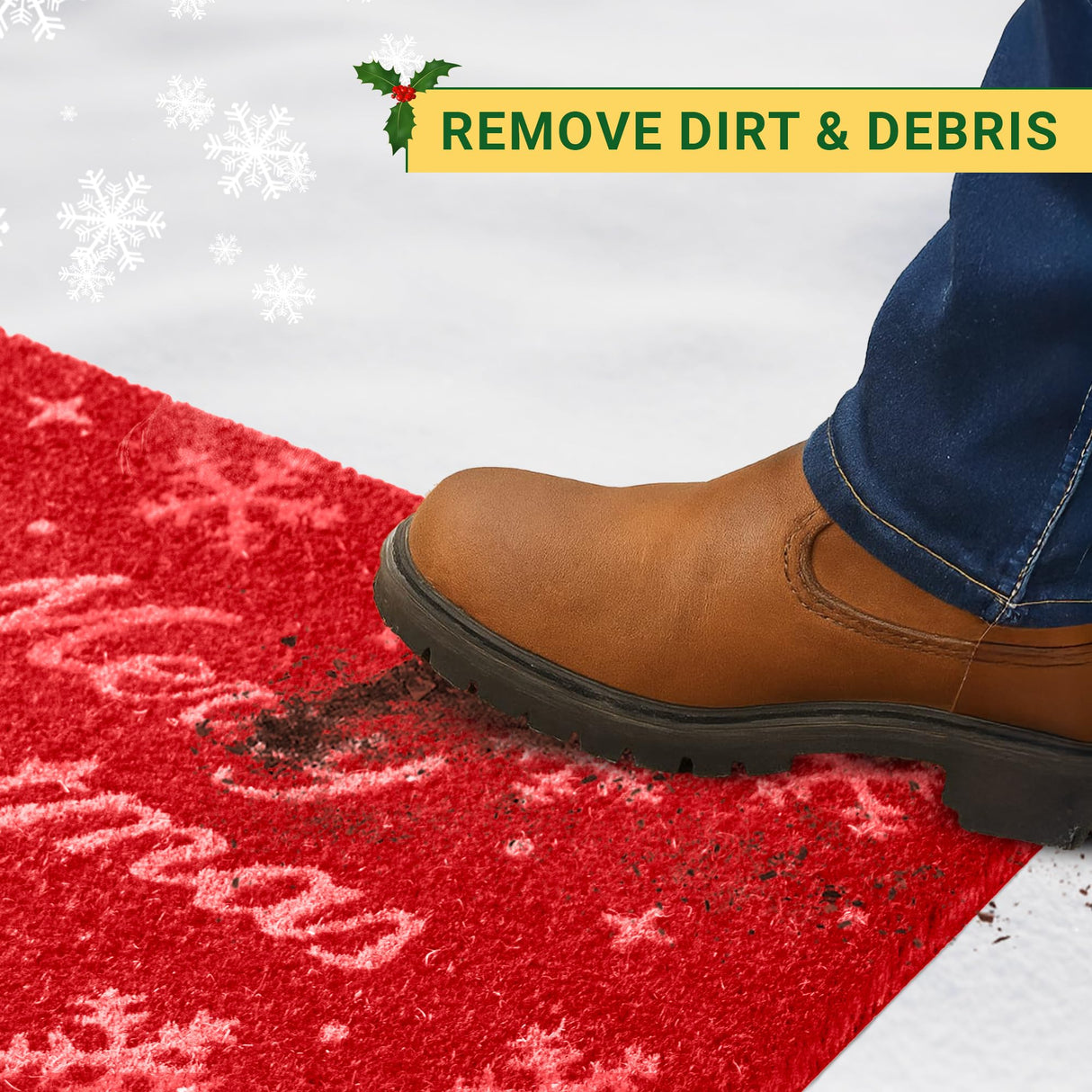 MaxMat Merry Christmas Door Mat – Coir Front Door Mat for Outdoor Entrance, Holiday Welcome Mat, Durable Non-Slip Christmas Outdoor Mat (17" x 30")` MaxMat