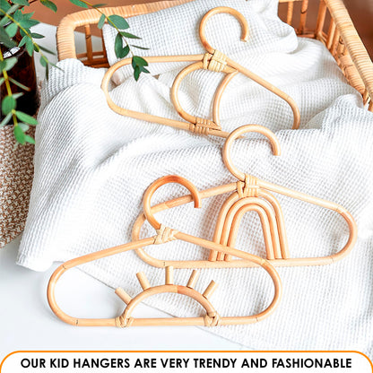 3Pcs Rattan Closet Hanger for Kids Clothes - Baby Clothes Organizer for Kids Hangers Bamboo Room Accessories for Kids Closet Hangers - Childrens Wood Hangers Small Closet Organizer Kids Garme - WoodArtSupply