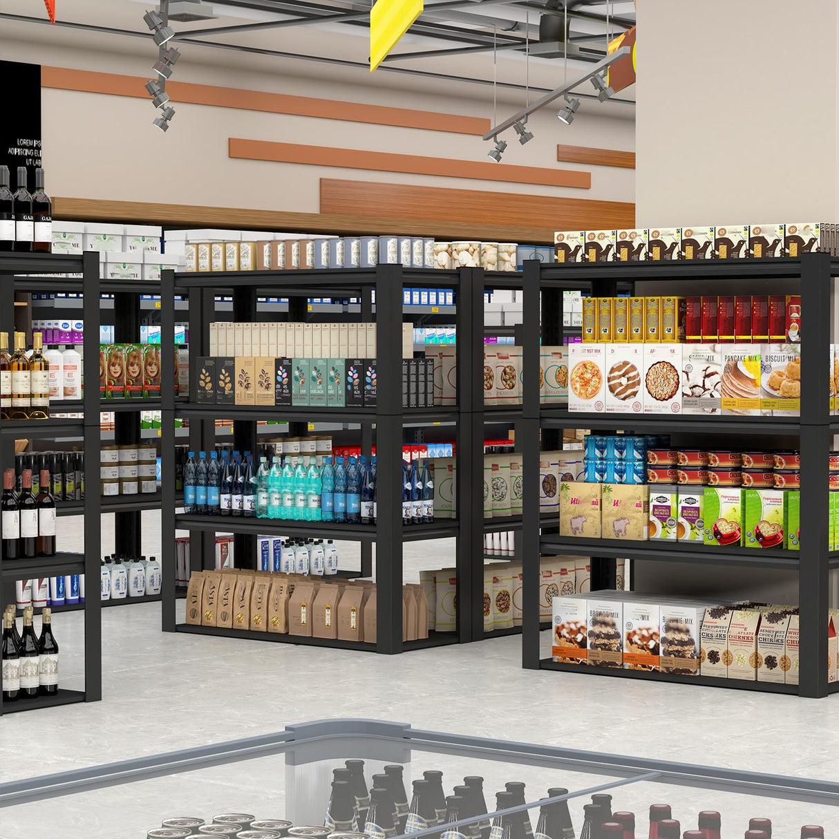 IRONFFICE Storage Shelves,Garage Shelving Units and Storage,4 Tier Metal Shelves,Metal Storage Racks Heavy Duty Load 2000lb,Warehouse,Basement,Black IRONFFICE