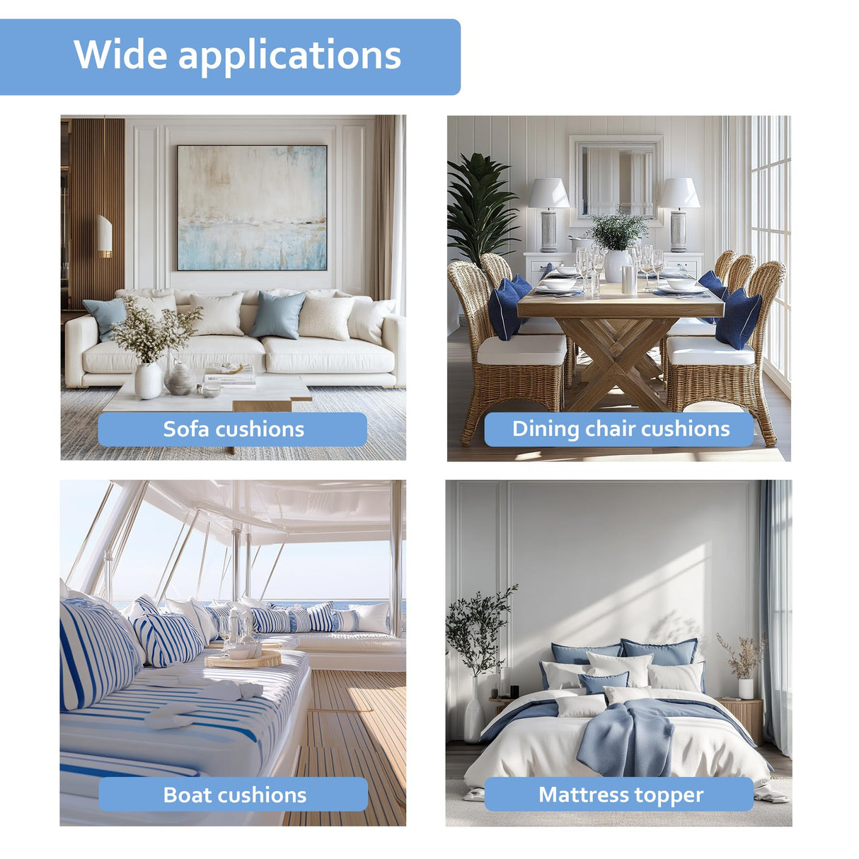 GoTo Foam 1" Height x 24" Width x 72" Length 44ILD (Firm) Upholstery Cushion Made in USA GoTo Foam