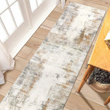 famibay Hallway Runner Rug 8 ft, Washable Runner Rugs with Rubber Backing Modern Abstract Runner Rug Non Slip Soft Low Pile Long Carpet Runners for Hallway Kitchen Entryway Bathroom(Beige/Camel) famibay