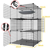 Eiiel 3-Tier Cat Cage Indoor Enclosure DIY Cat Playpen Catio Detachable Metal Wire Kennels 2Lx2Wx3H Crate Large Exercise Place Ideal for 1-2 Cats, Black Eiiel