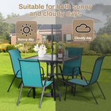 TLSUNNY Patio Dining Set 5 Pieces, All Weather Outdoor Furniture W/30"X 30" Table and 4 Stackable Textilene Chairs, Metal Table and Chairs for Lawn, Garden, Poolside, Backyard (Umbrella not Included) TLSUNNY