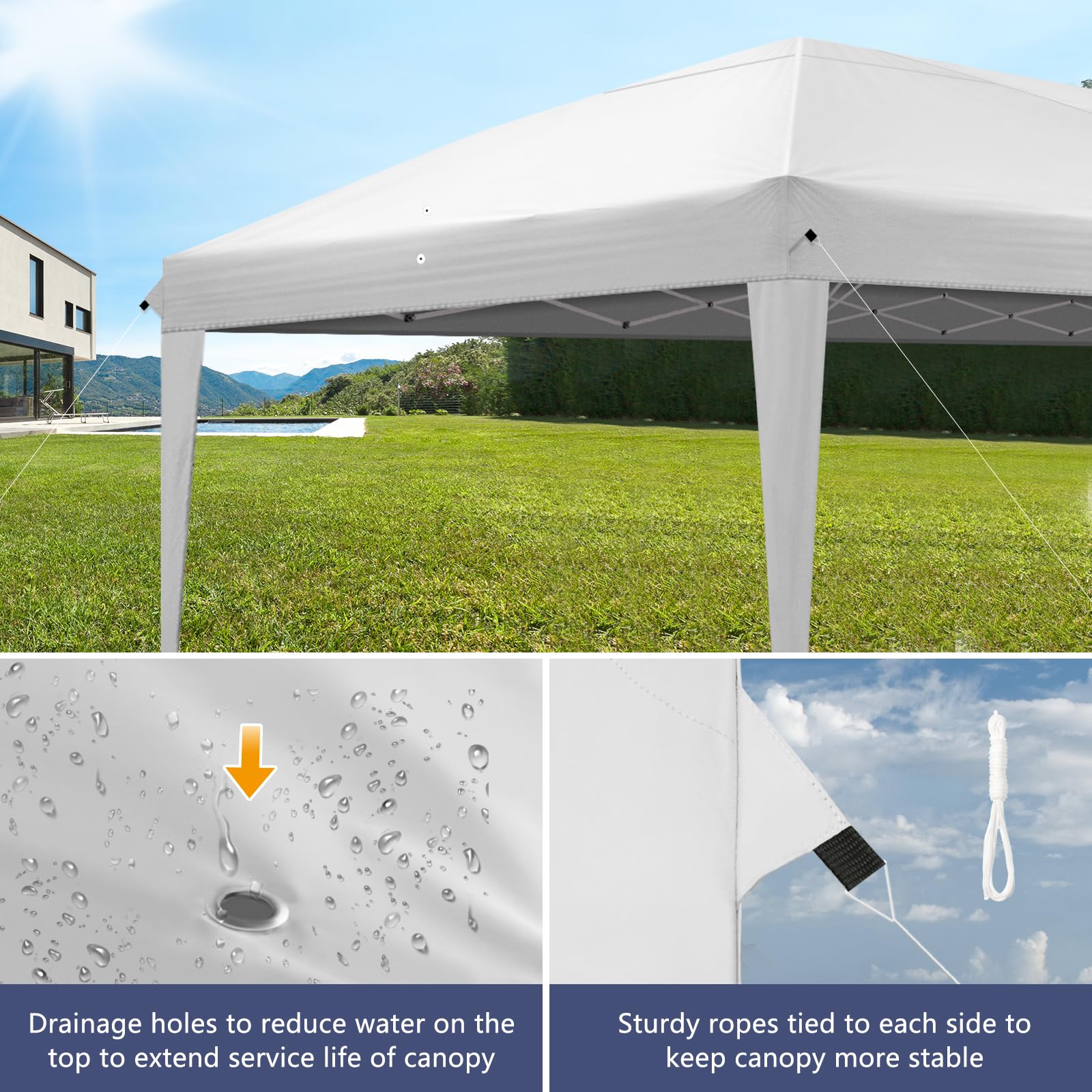 Outvita 10x20ft Pop Up Canopy with 6 SideWalls, Ez Pop Up Portable Instant Canopy Tent for Outdoor Events, Party, Wedding, Birthday,Graduation (White) - WoodArtSupply