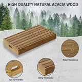 Wooden Platform Step Stool, 25" One Step Stool for Adults & Elderly, Acacia Wood High Riser Step Stool with Non-Slip Mat, Durable Wooden Mobility Stepping Stools for Handicap, Bedroom, Kitchen Fiaygro