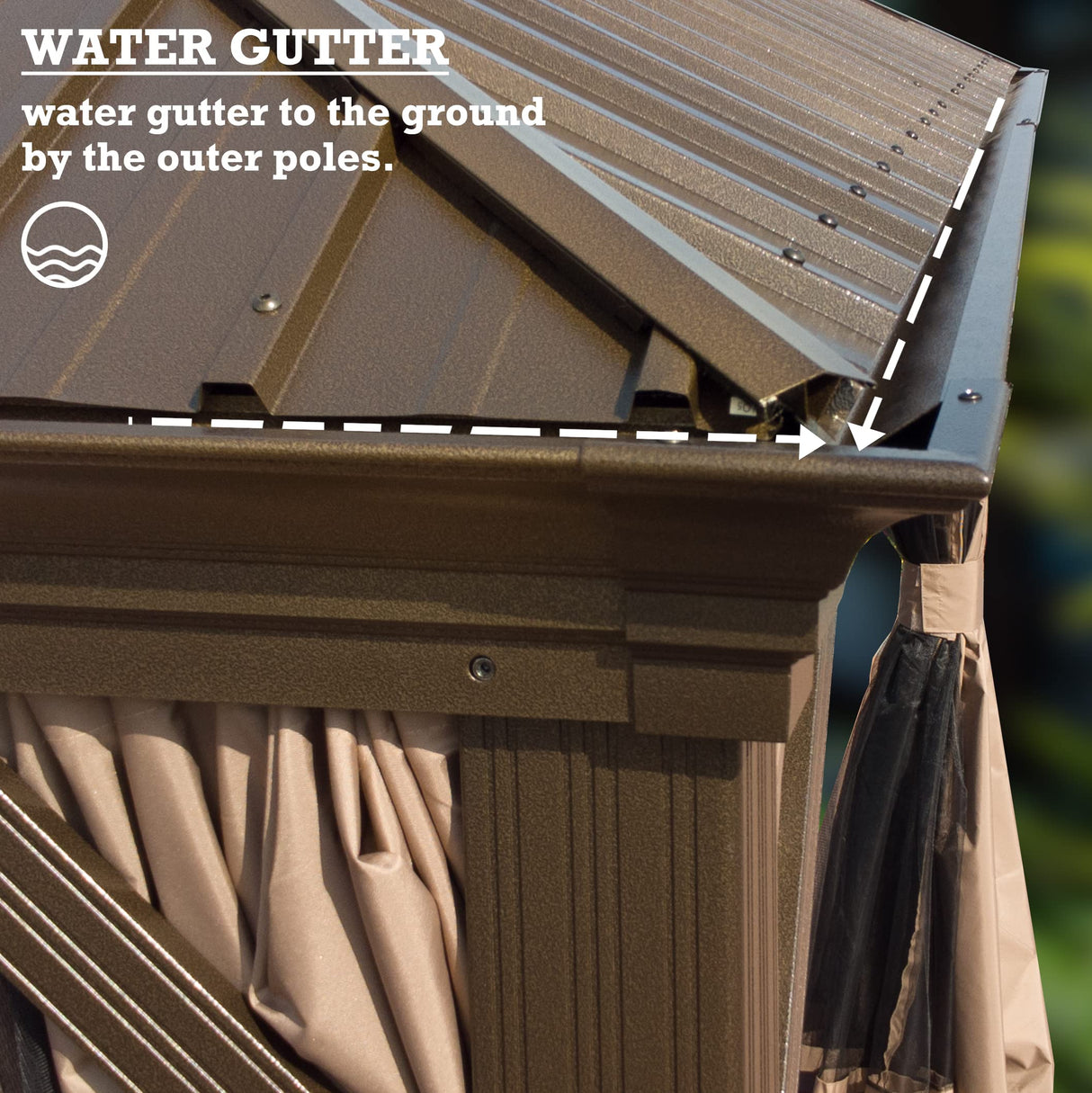 Kozyard Alexander Hardtop Aluminum Permanent Gazebo with a Mosquito Net and Privacy Sidewalls (Alexander 12'x14' (Brown) Kozyard