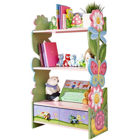 Fantasy Fields Magic Garden Multi-Tiered Wooden Children's Bookshelf and Storage Drawers, Multicolor Fantasy Fields