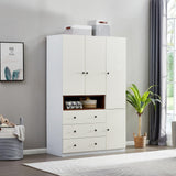 Generic Tall Wardrobe Armoire White 3 Door & 3 Drawers Bedroom Storage Cabinet Closet, Large, E126258846664 Generic