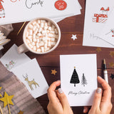 ZICOTO Beautiful Modern Christmas Cards Set of 20 - Incl. Bulk Envelopes, Matching Stickers And Storage Box - Perfect to Send Warm Holiday Wishes to Friends and Family ZICOTO