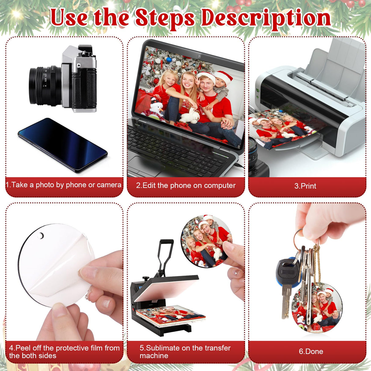 32 Pcs Sublimation Ornament Blanks, Round Christmas Personalized Sublimation Blanks Pendant for Christmas Party Favors, Christmas Decoration Supplies, DIY Handmade Crafts(2.75 inches) Ozera Kitchen