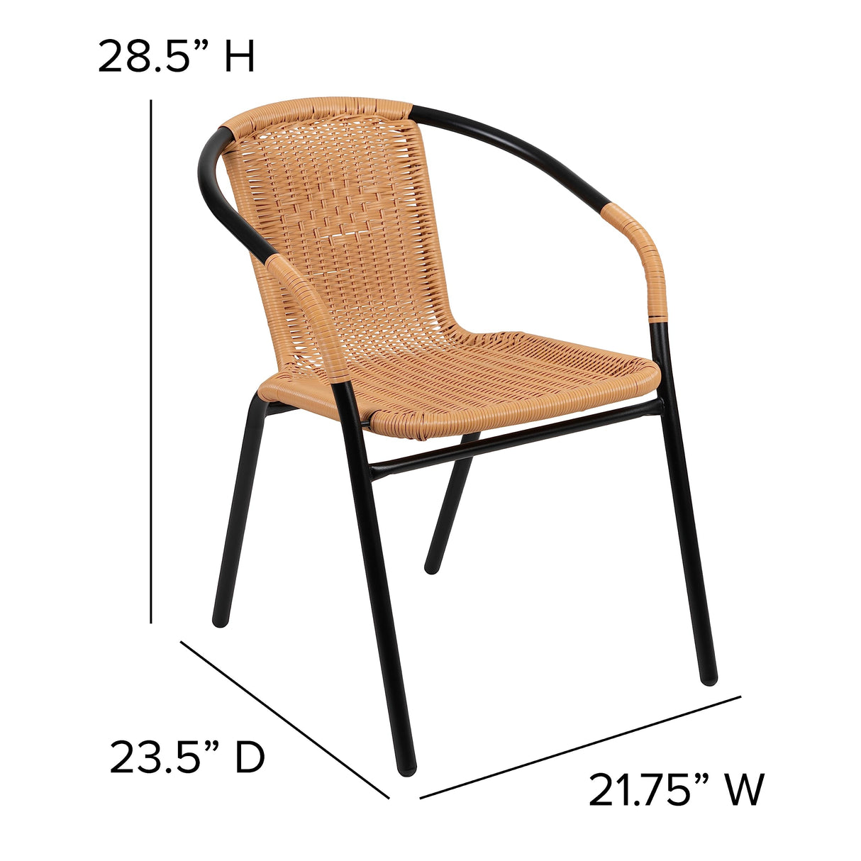 Flash Furniture Lila 2 Pack Beige Rattan Indoor-Outdoor Restaurant Stack Chair Flash Furniture