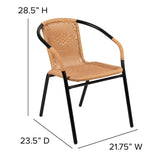 Flash Furniture Lila 2 Pack Beige Rattan Indoor-Outdoor Restaurant Stack Chair Flash Furniture
