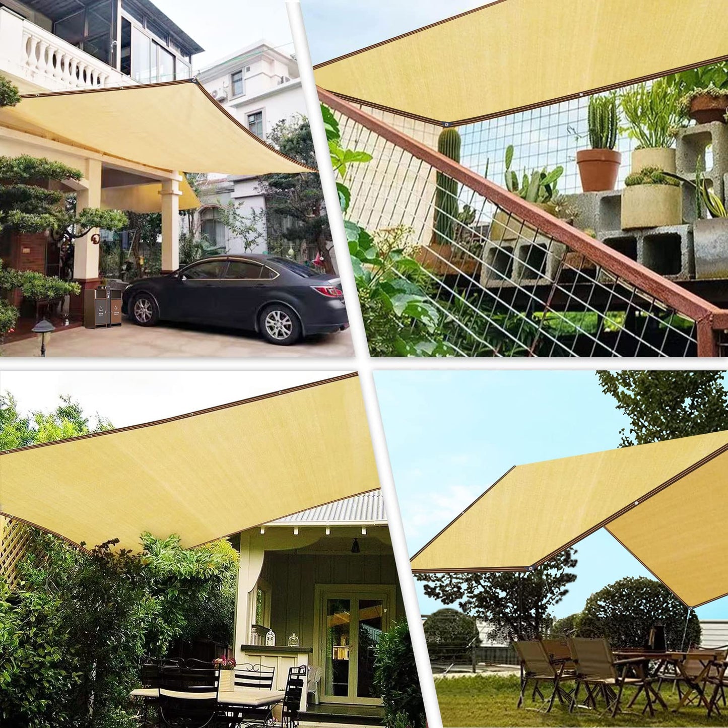 Shade Cloth - Pergola Sun Shade 90% Outdoor Shade Fabric with Grommets for Pergola Cover Patio Gazebo Deck Garden Porch Wheat(3X6FT)