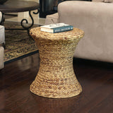 Household Essentials Hourglass Water Hyacinth Wicker Table, Natural Household Essentials