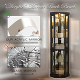 Eyisean 70" Lighted Glass Corner Curio Cabinet, Display Cabinet with Elegant Tempered Glass Door, China Cabinet with Light Bulb, Mirrored Back Panel, Rack for Living Room Storage (Black) Eyisean