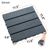 44 Pack Interlocking Deck Tiles, 12"x12"x0.8" Plastic Patio Flooring Outdoor Waterproof, All Weather Use for Balcony Porch Backyard Poolside（Dark Grey,Stripe） Xinghanzhenxuan