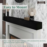 BoscoMondo Fireplace Mantel, Handcrafted Rustic from Solid Pine, Wall-Mounted Floating Farmhouse Shelf - 8x6x60 Deep Black BoscoMondo