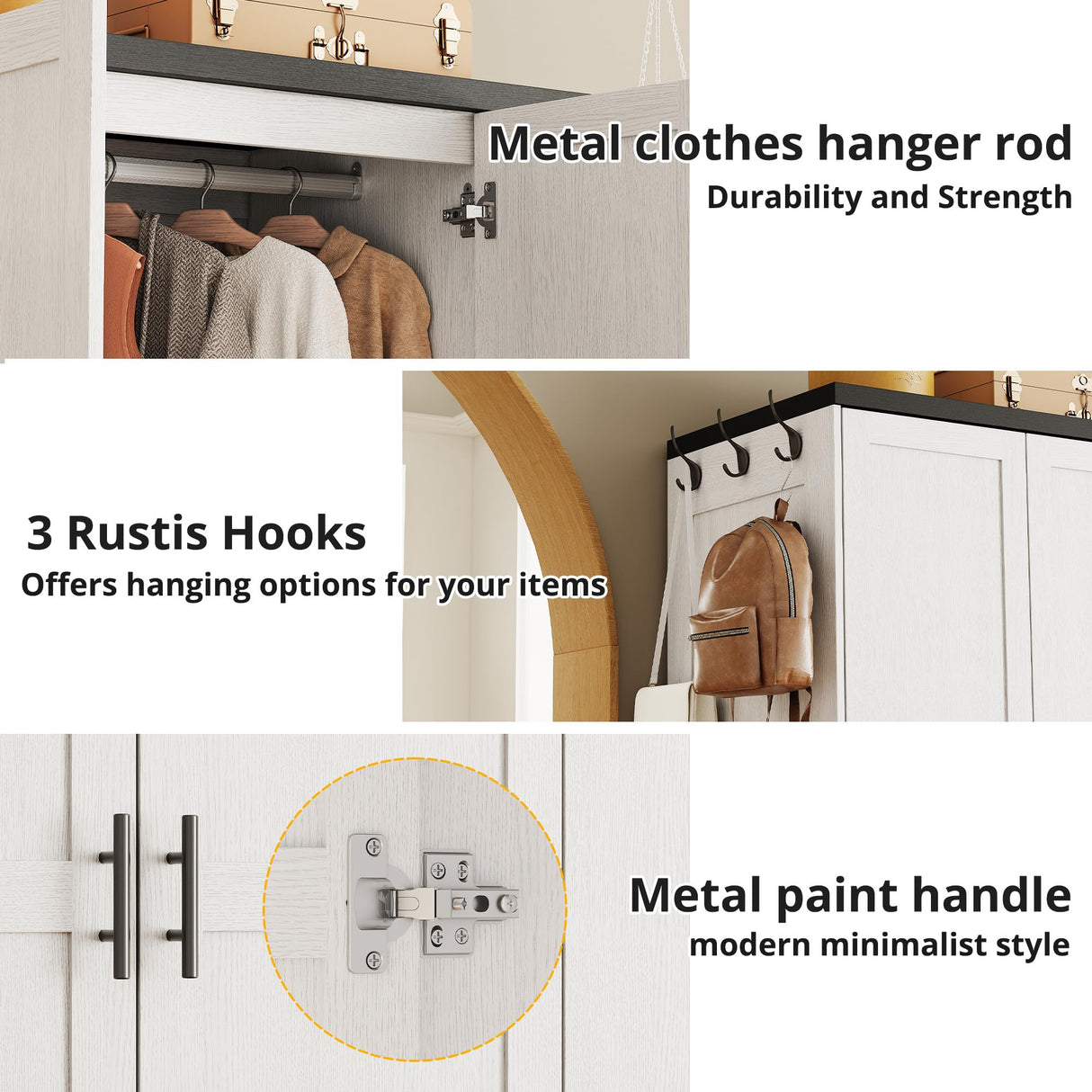 LIKIMIO Armoire Wardrobe Closet with Large Mirror, Storage Cabinet with 2 Doors and 2 Drawers, 2 Storage Shelves, 70" Wardrobe Cabinet for Bedroom,White LIKIMIO