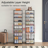 Autonomier 10 Tier Tall Shoe Rack, Narrow Lightweight Shoe Shelf, Compact Vertical Shoe Stand, Small Space Saving for Closet Floor, Dorm Storage Organizer, Front Door Entrance, Entryway Autonomier