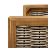 Christopher Knight Home Judith Outdoor Acacia Wood Club Chair with Wicker Accents (Set of 2), Teak Finish + Mixed Brown + Beige Christopher Knight Home