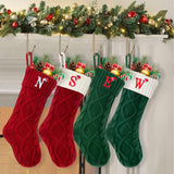 VRFASHION Christmas Stockings with Initials, Letter A Embroidered Xmas Stockings, 18" Large Monogram Knitted Xmas Stocking, Christmas Party Fireplace Family Hanging Stocking Decorations(1 Pack, Red) VRFASHION