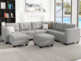 Belffin Modular Sectional Sofa with Storage Ottoman Oversized U Shaped Sofa Set Modular Sofa with Reversible Chaises Modern Fabric Light Grey Belffin