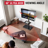 AOKCOS Floor TV Stand with 60-Degree Swivel, TV Floor Stand for 32-65 inch TVs up to 88lbs with Tilt, 8 Level Height Adjustable Tall TV Mount Stand with Shelf, Tempered Glass Base, MAX VESA 400x400mm AOKCOS