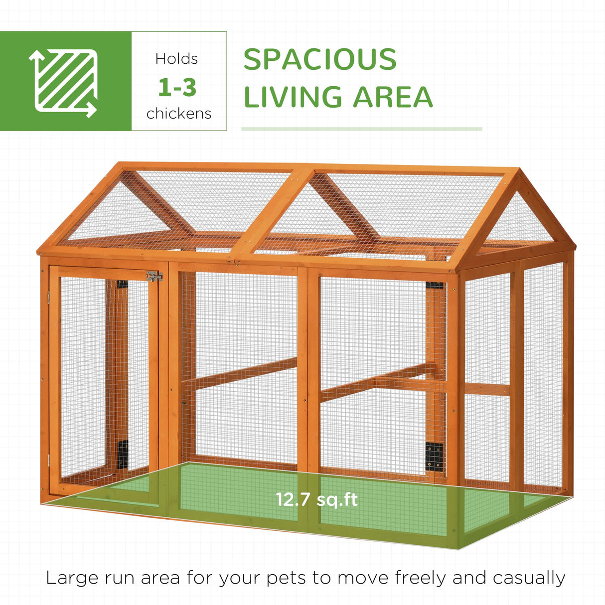 PawHut Chicken Run, Wooden Large Chicken Coop, Combinable Design with Perches & Doors for Outdoor, Backyard, Farm, 4.6' x 2.8', Orange PawHut