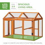 PawHut Chicken Run, Wooden Large Chicken Coop, Combinable Design with Perches & Doors for Outdoor, Backyard, Farm, 4.6' x 2.8', Orange PawHut