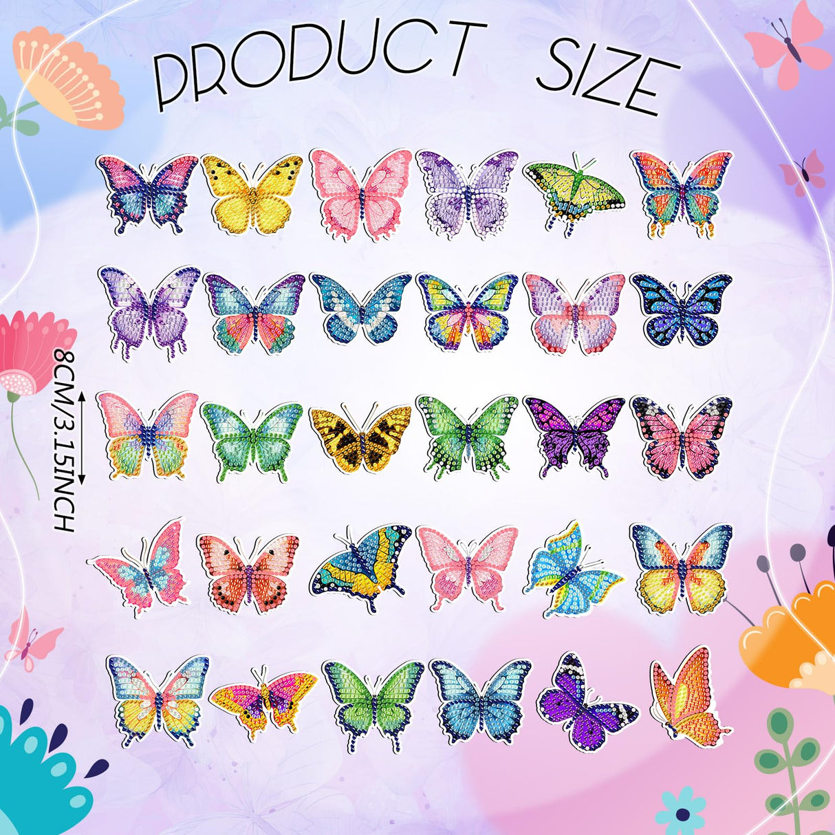 Outus 30 Pcs Luminous Butterfly Diamond Painting Magnets Butterfly Diamond Art Kits for Refrigerator Spring Fridge Magnet Stickers for DIY Craft Home Decors Outus