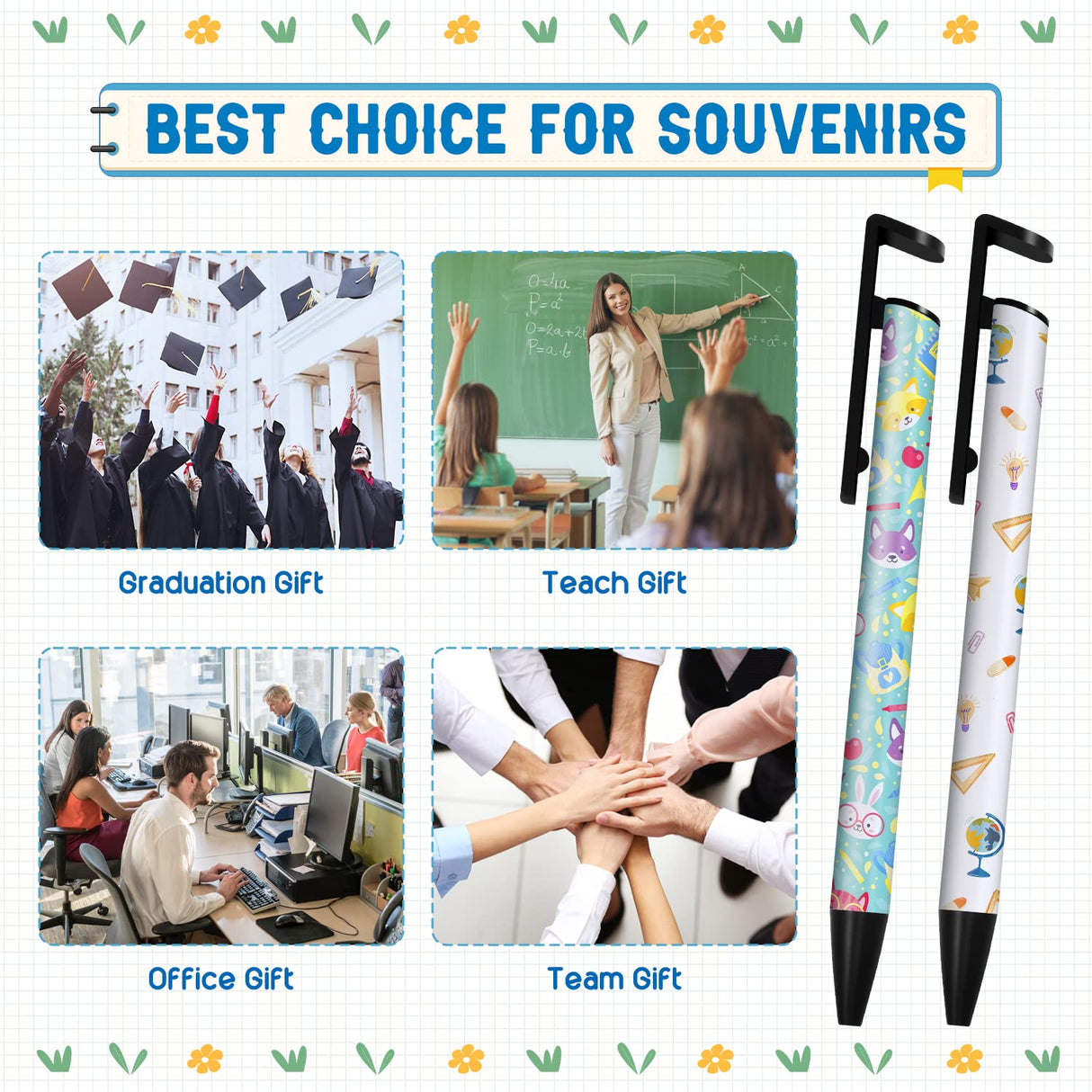 BEDSIFV 10 Pack Sublimation Pens Blank, Heat Transfer Pen Bulk with Heat Resistant Tape & Shrink Wrap & Replacement Ballpoint Refill for Sublimation DIY Office School Stationery Supplies BEDSIFV