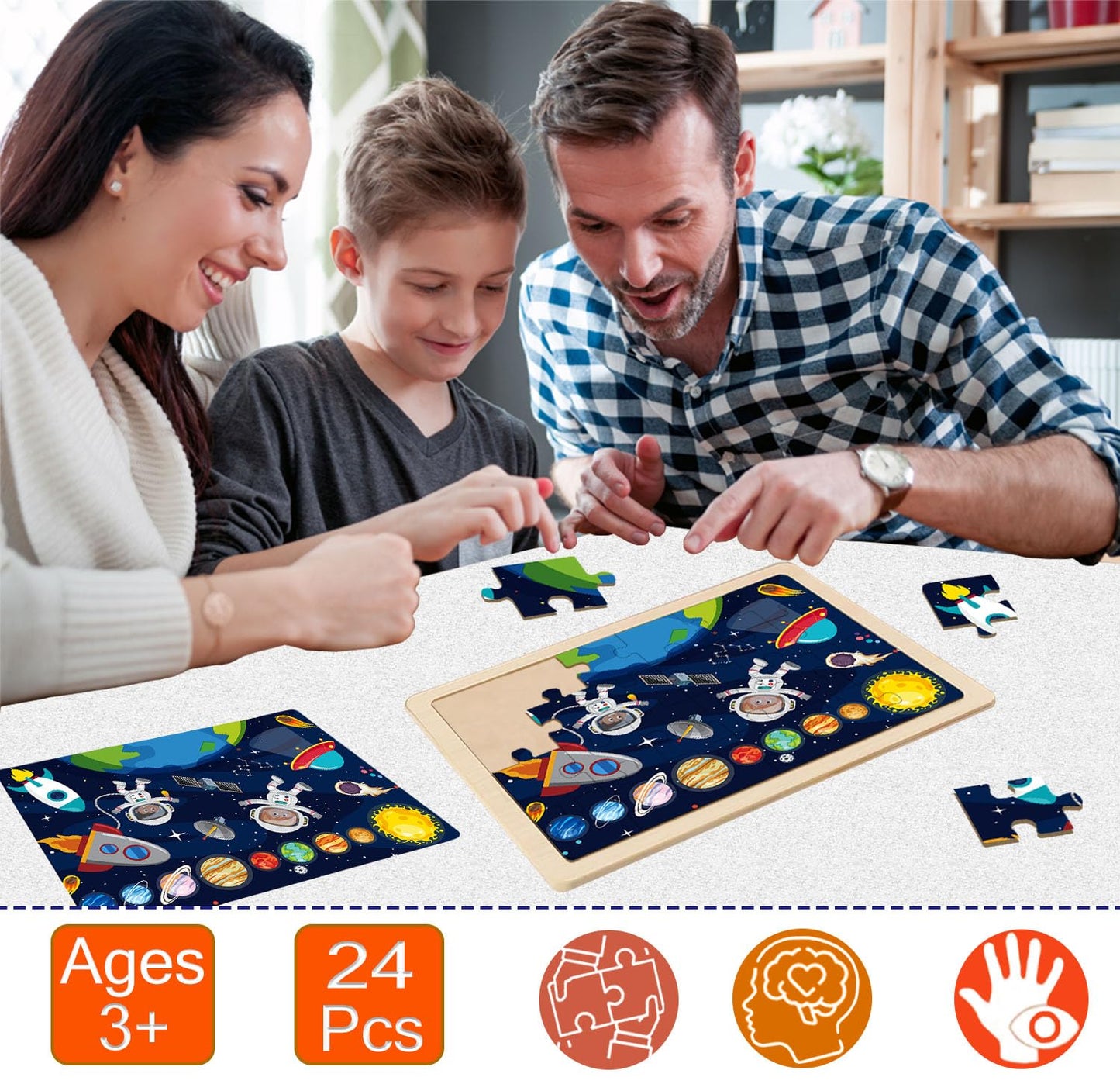 Puzzles for Kids Ages 4-6, 24 Piece Wooden Jigsaw Puzzles for Toddlers Ages 3-5, Preschool Educational Puzzles Boards for Boys and Girls Gifts 3 4 5 6 Years Old Toys