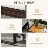 Outsunny 4 Piece Patio Furniture Set with 2 Chairs, Loveseat Sofa, Wood Table, Rattan Motifs, Tufted Cushions, Outdoor Conversation Set for Backyard, Lawn and Pool, White Outsunny