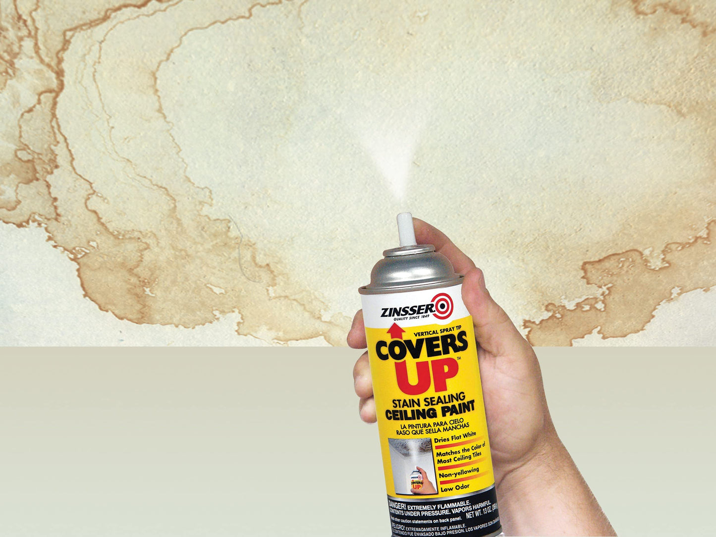 Zinnser 03688 Covers Up Stain Sealing Ceiling Paint, White