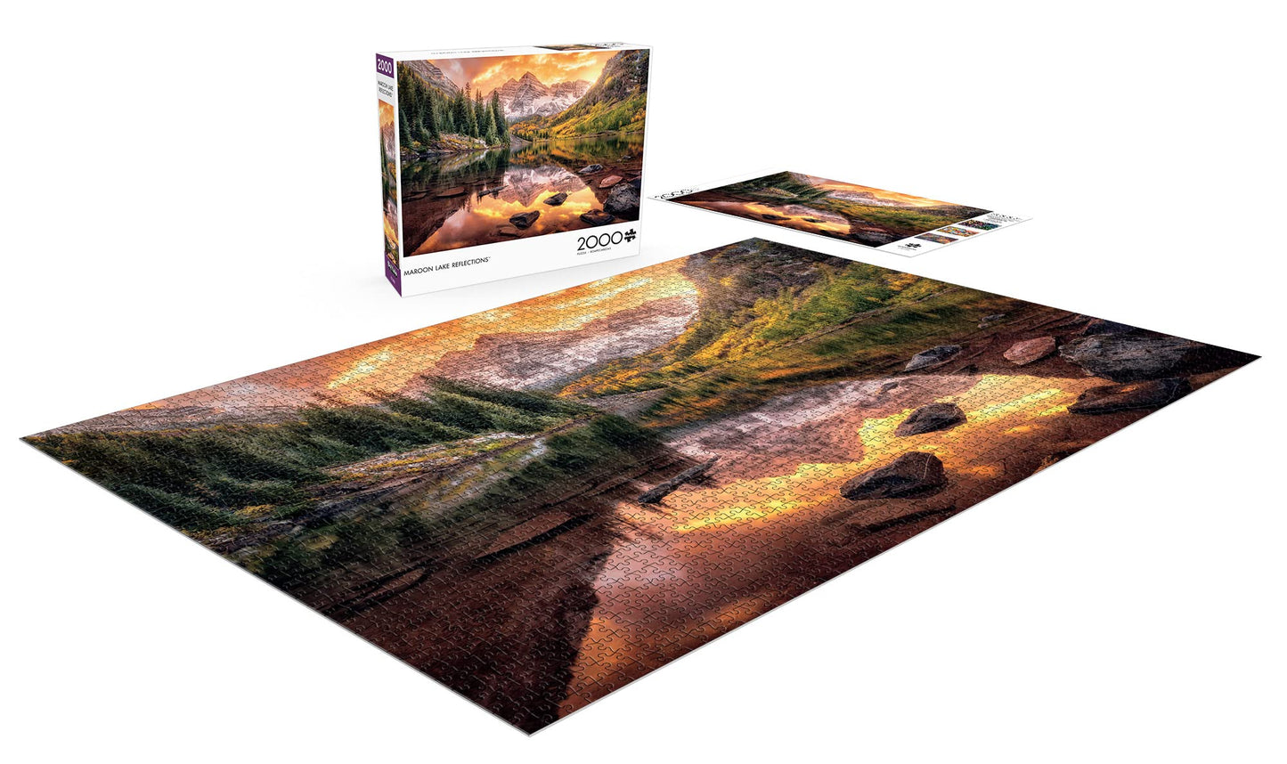 Buffalo Games - Maroon Lake Reflection - 2000 Piece Jigsaw Puzzle for Adults Challenging Puzzle Perfect for Game Nights - 2000 Piece Finished Size is 38.50 x 26.50 - WoodArtSupply