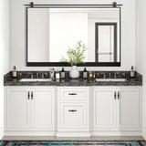 MYTHFUL 40x28 Inch Rectangle Bathroom Vanity Mirror for Wall Mounted Over Sink Farmhouse Rustic Matte Black Frame Barn Door Mirrors Foyer Entryway Decor MYTHFUL