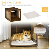 PawHut Furniture Style Dog Crate End Table with Removable Door Panel, Dog Crate Bed with Foam Cushion, Safety Lock, Indoor Use, for Small & Medium Dogs, Brown PawHut
