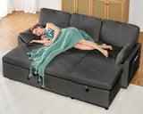AMERLIFE Sleeper Sofa, 2-in-1 Sofa Bed with Storage Chaise, Pull Out Sofa Couch for Living Room, Guest Room, Boucle Dark Grey AMERLIFE