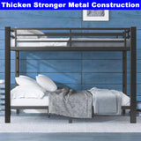 LEEKOUS Upgraded Version Thicken Metal Queen Over Queen Bunk Bed, Stronger Heavy Duty Steel Bunk Beds Queen Over Queen Size with Ladder and Guard Rail for Adults, Easy Assembly (Queen Over Queen) LEEKOUS