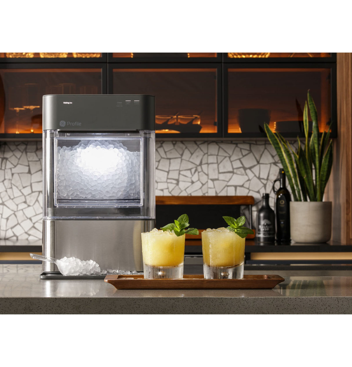 GE Profile Opal 2.0 | Countertop Nugget Ice Maker | Ice Machine with WiFi Connectivity | Smart Home Kitchen Essentials | Stainless Steel (Renewed) GE