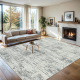 8x10 Area Rugs for Living Room - Washable Rug Modern Abstract Soft Large Neutral Non-Slip Carpet Indoor Floor Stain Resistant Thin Carpets for Bedroom Dining Room Farmhouse Nursery Home Office Grey PLHXFR
