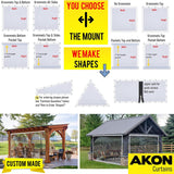 Akon Curtain Patio Enclosure with Zipper | Clear Vinyl with Door Access| Made to Order | Patios, Porch, Screen Rooms, Gazebos | Waterproof Tarpaulin AKON Curtains