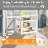 Yardenaler Cat Window Box, Adjustable Window Cat Perch Catio, Wooden Window Catio for Indoor Cats, Fits Vertical Window Frames 26" to 42" Wide, Sunbathing, Napping, Overlooking, White Yardenaler