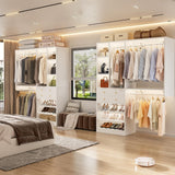 Besiost Closet System - 5FT Small Closet System with Drawers, 60" Closet Organizer System with Reversible Hanging Shelving, Closet Systems for Small/Walk-in Closets, White Besiost