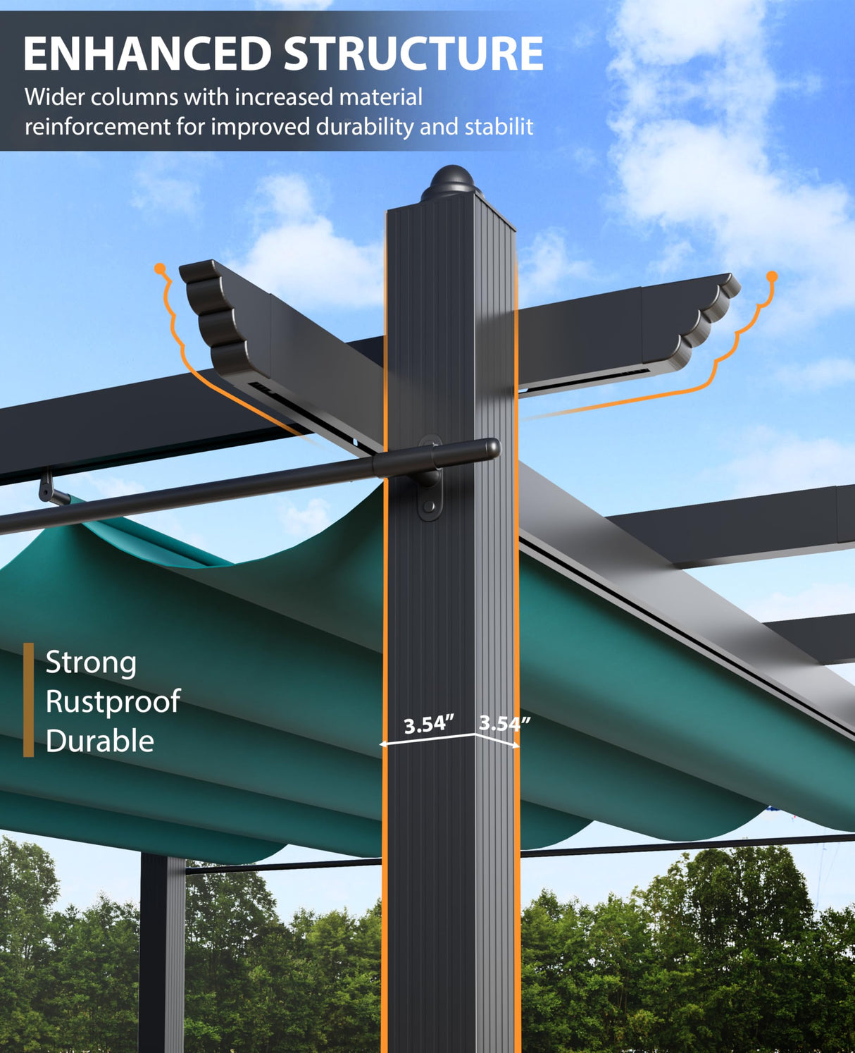 Garvee 10x13 Ft Outdoor Retractable Pergola with Canopy and Side Mesh Screen, Upgraded Gray Post Aluminum Pergola, Modern Pavilion for Backyard, Patio, Porch, Grape Trellis, Blue + White Garvee