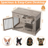 Dog Crate Furniture, 44 Inch Wooden Dog Kennel Furniture Indoor with 2 Storage Drawers, Heavy Duty Large Dogs Crate Furniture, Cage & House Furniture for Small Medium Large Dogs, Grey VENDORZ