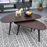 FIRMINANA Small Oval Coffee Table for Living Room,Mango Tabletop Mid Century Modern Coffee Table,Espresso,18.9" D x 33.47" W x 15.75" H FIRMINANA