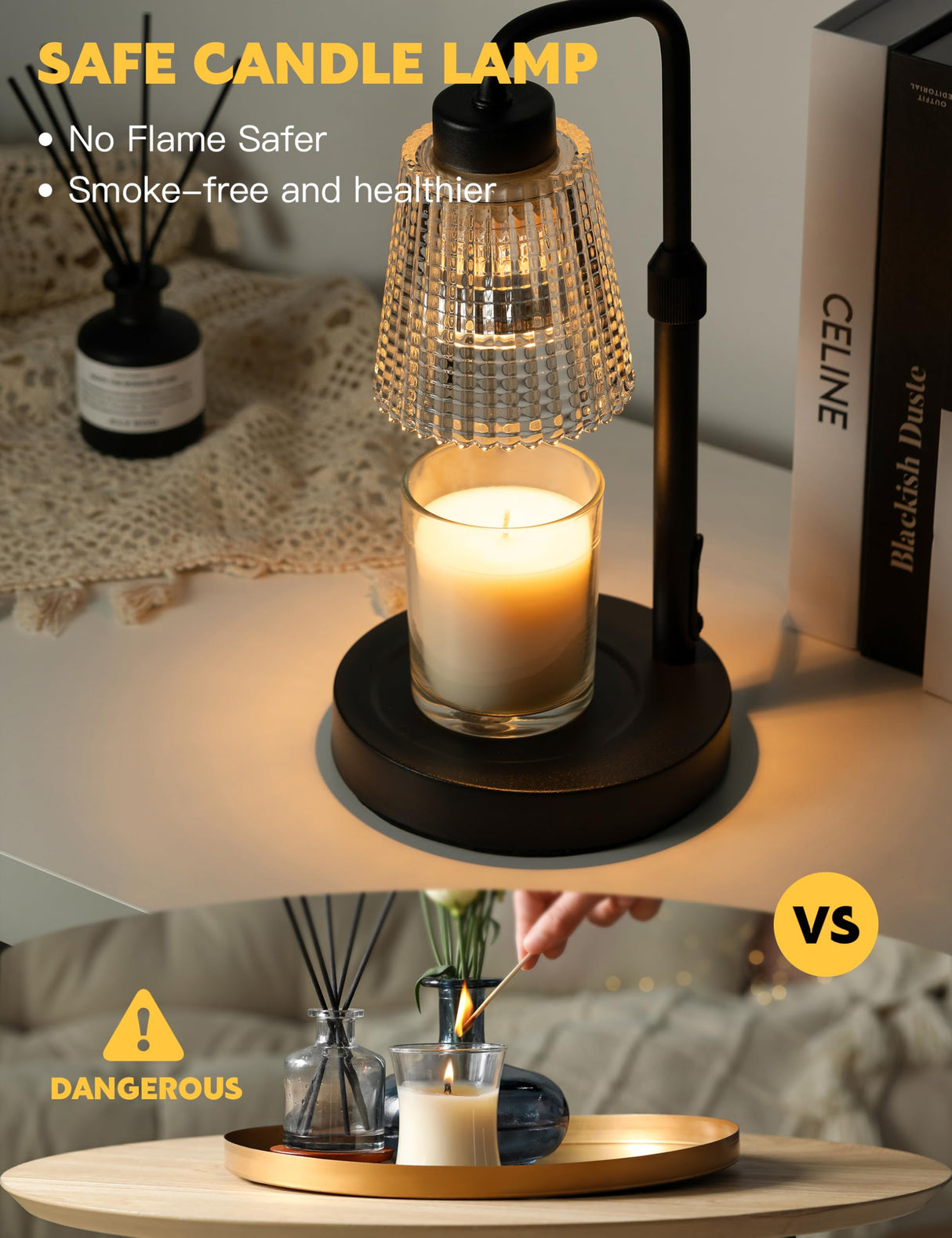 GODONLIF Candle Warmer Lamp with Timer Dimmable, Adjustable Height, House Warming Gifts New Home Room Decor, Birthday Gifts for Women Mom, Wax Warmer Lamp for Jar Candles with 2 Bulbs GODONLIF